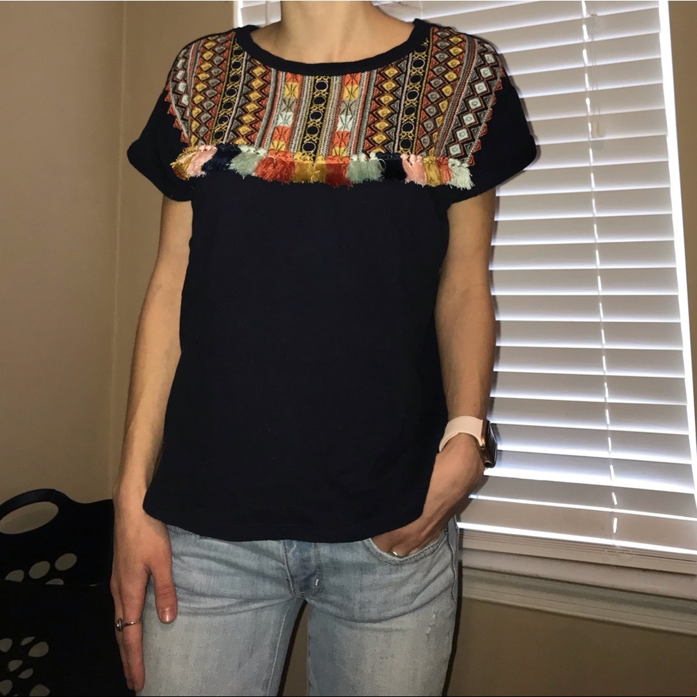 LOFT lounge XS embroidered tee